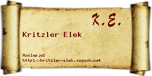 Kritzler Elek névjegykártya